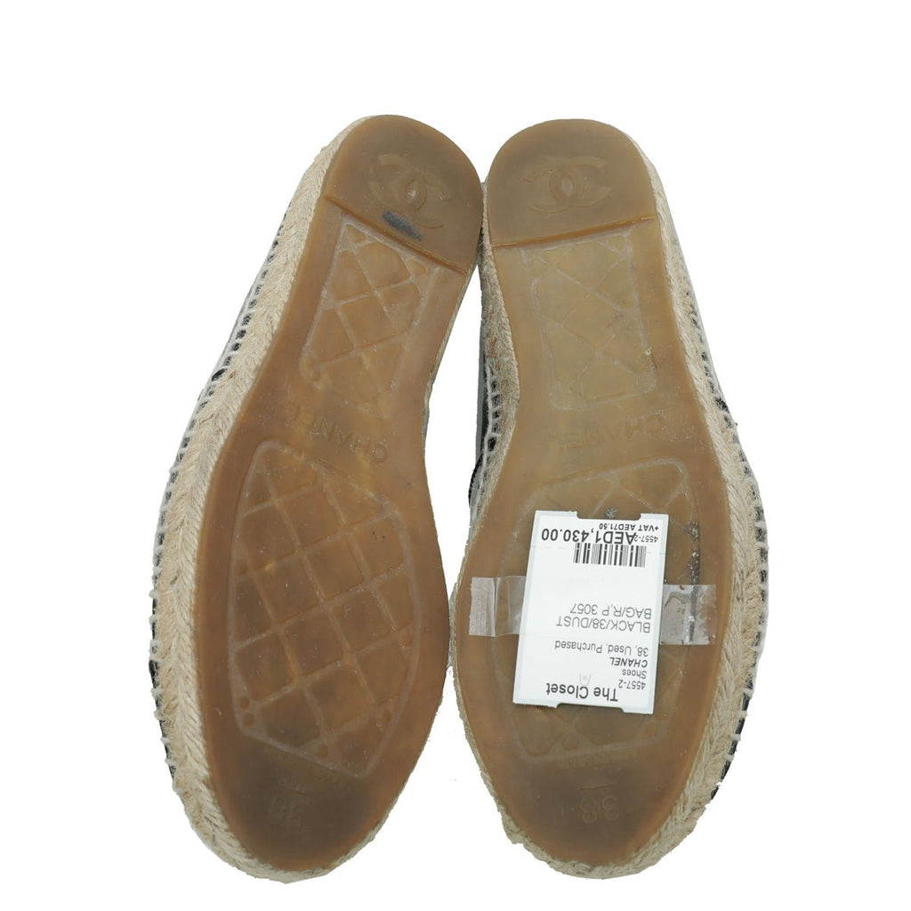 Chanel Black CC Cap Toe Espadrille 38