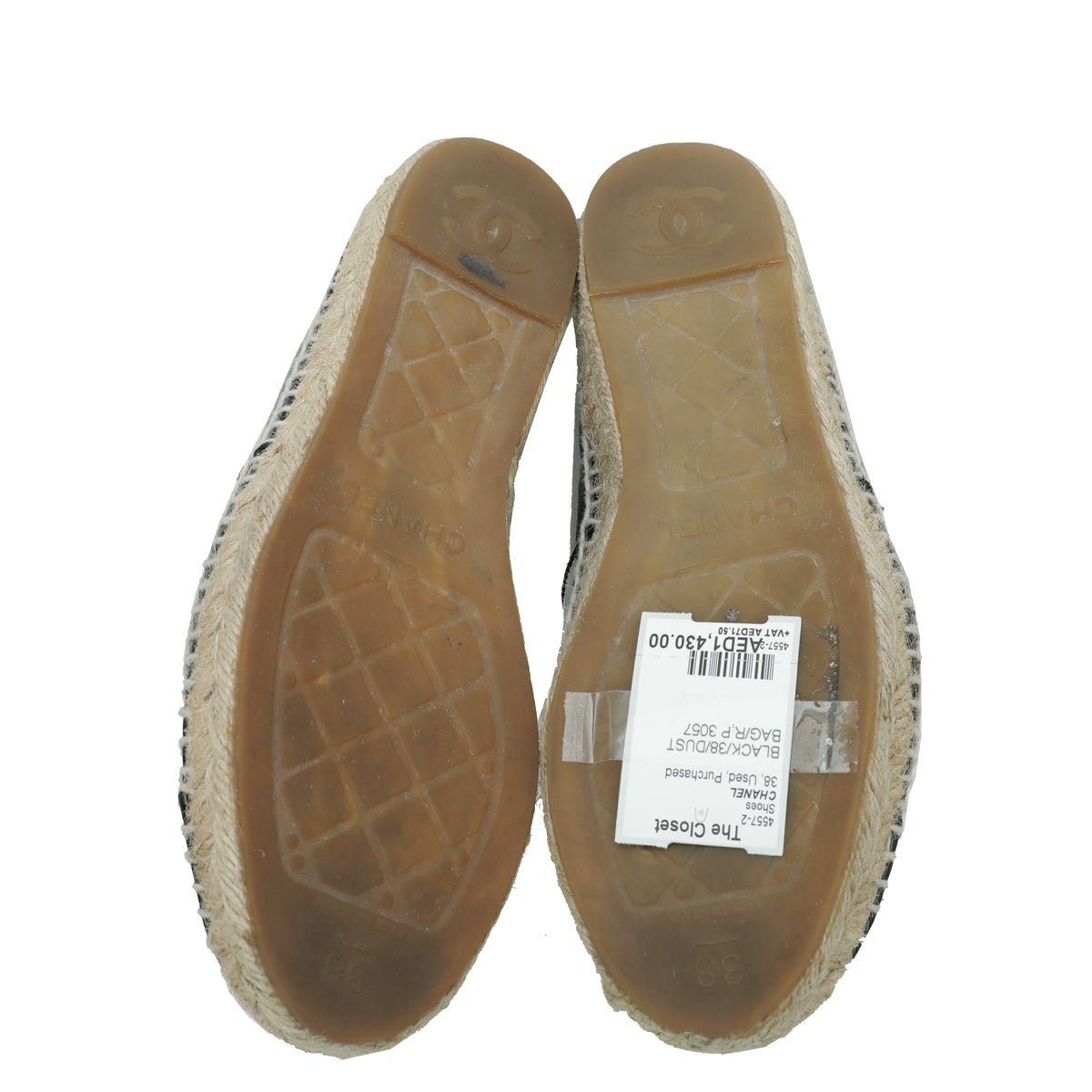 Chanel Black CC Cap Toe Espadrille 38