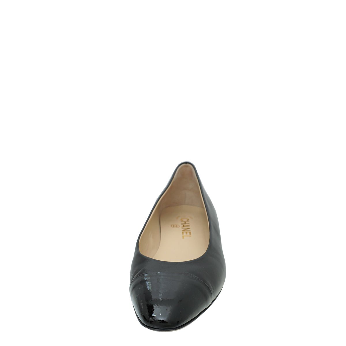 Chanel Black CC Cap Toe Flat Ballerina 39