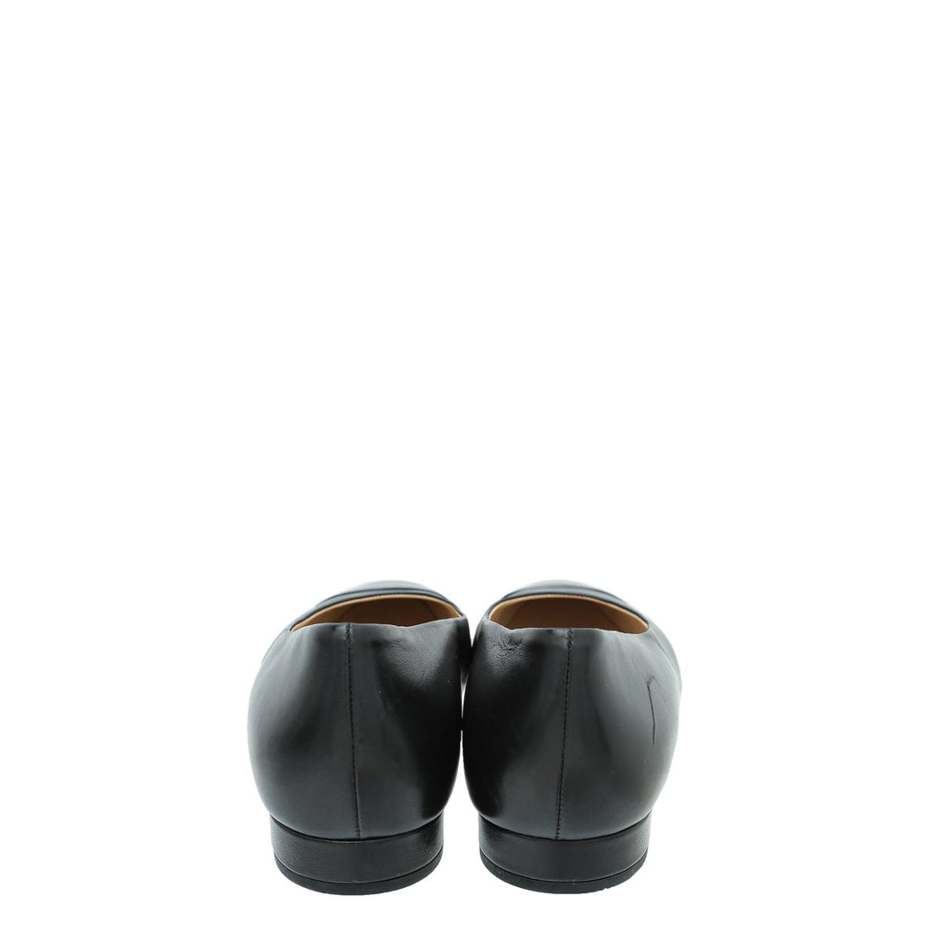 Chanel Black CC Cap Toe Flat Ballerina 39