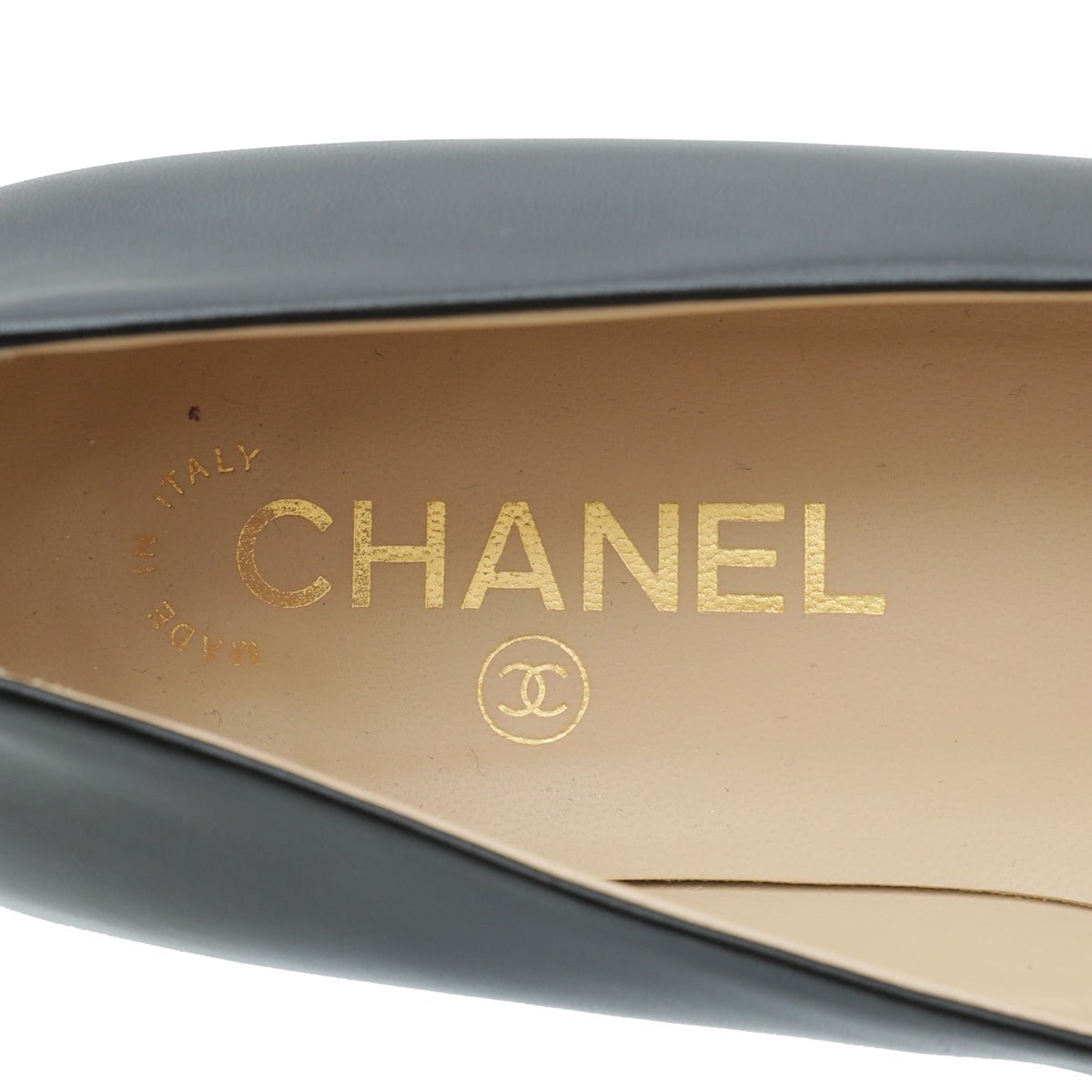 Chanel Black CC Cap Toe Flat Ballerina 39