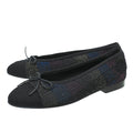 Chanel Black CC Cap Toe Mixed Fabric Flat Ballerina 38