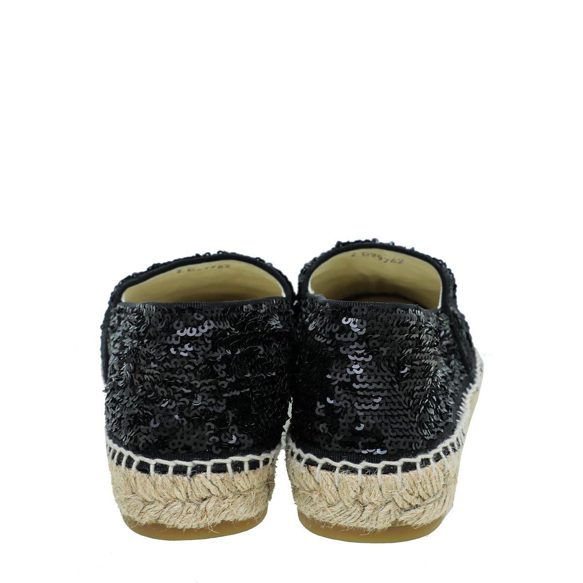 Chanel Black CC Cap Toe Sequin Espadrille 39