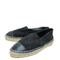 Chanel Black CC Cap Toe Sequin Tweed Espadrille 38