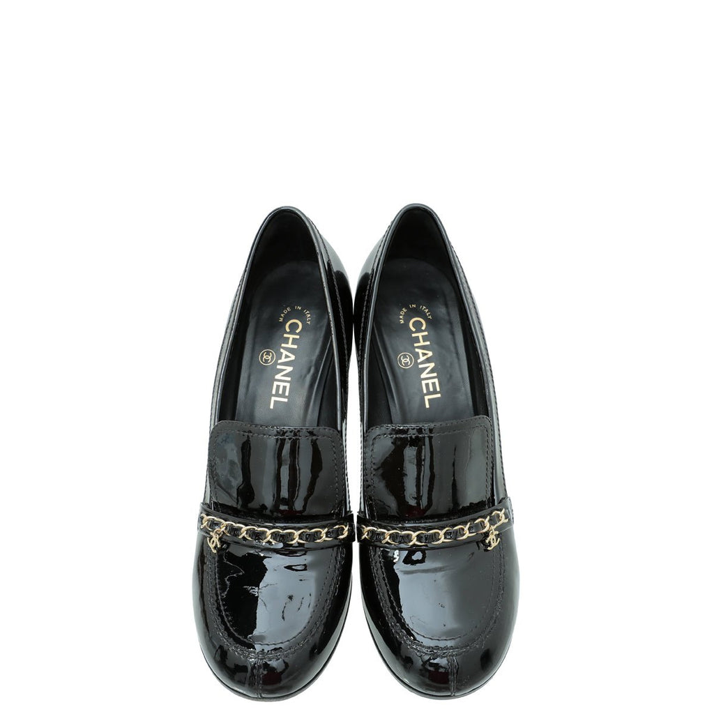 Chanel Black CC Chain Loafer Pump 40