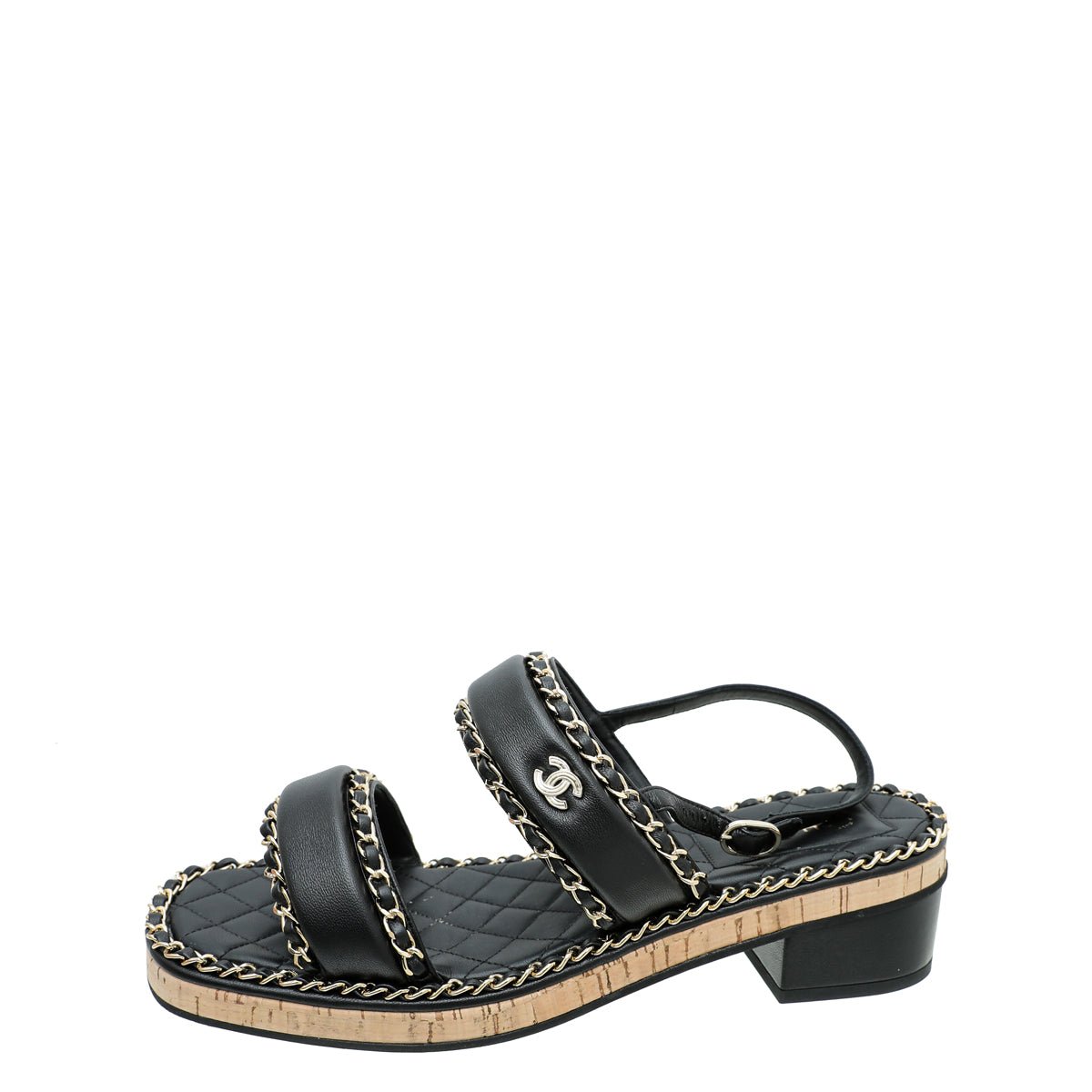 Chanel Black CC Chain Slides Sandal 42