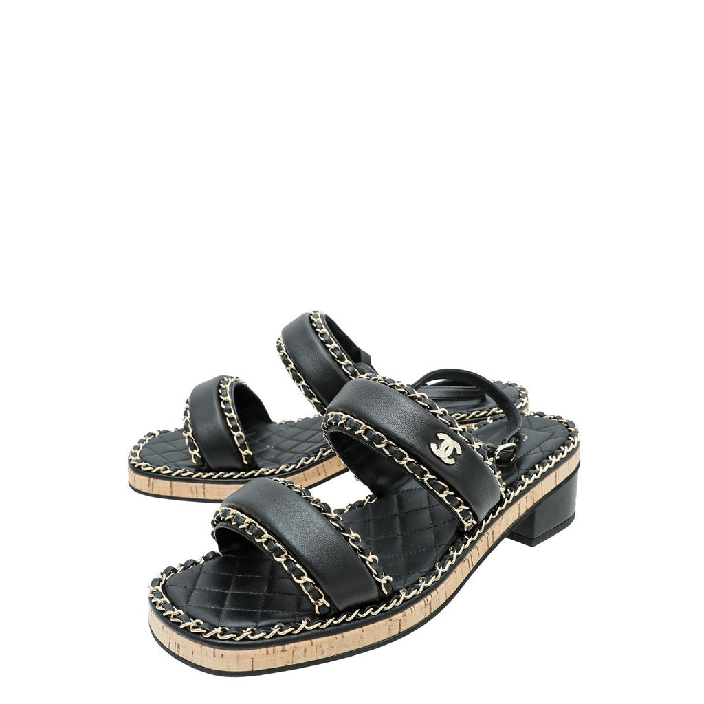 Chanel Black CC Chain Slides Sandal 42