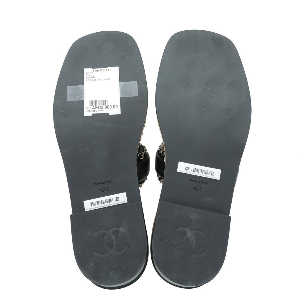 Chanel Black CC Chain Slides Sandal 42