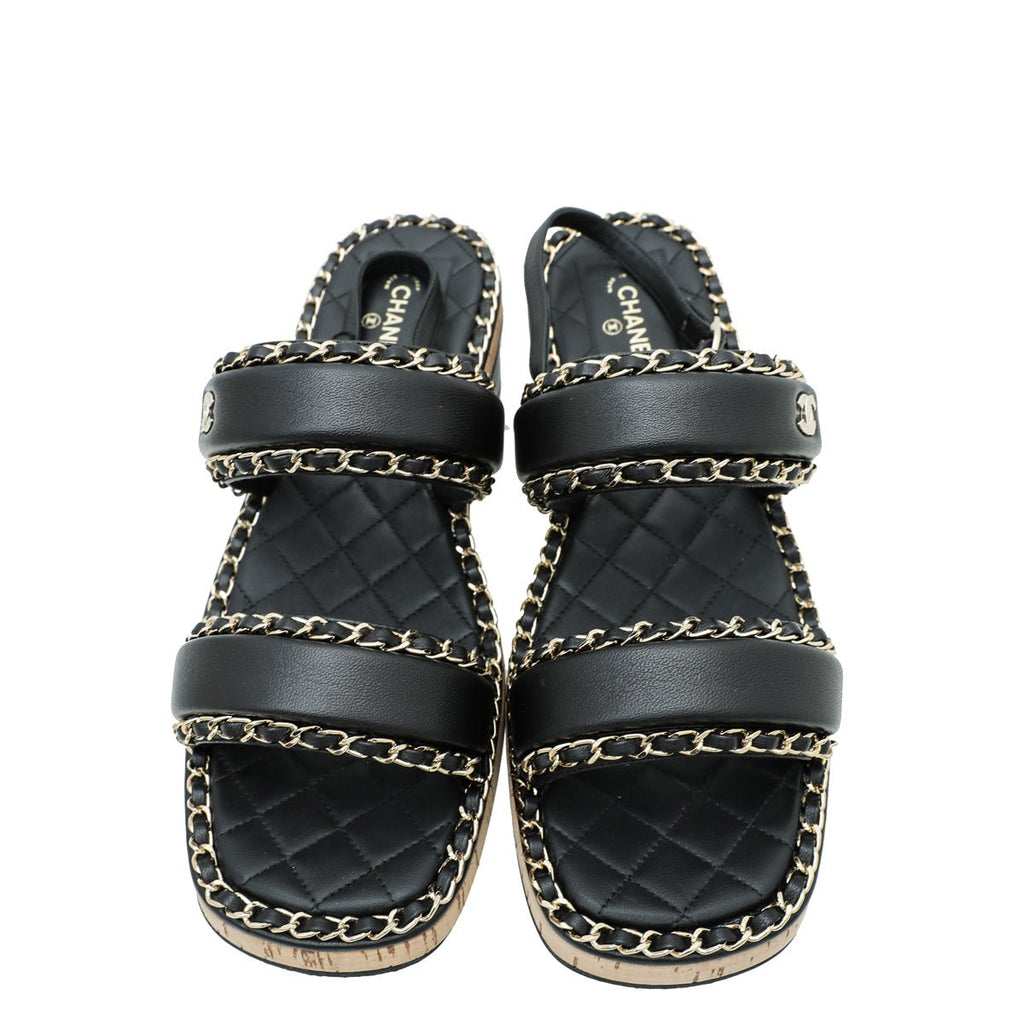 Chanel Black CC Chain Slides Sandal 42
