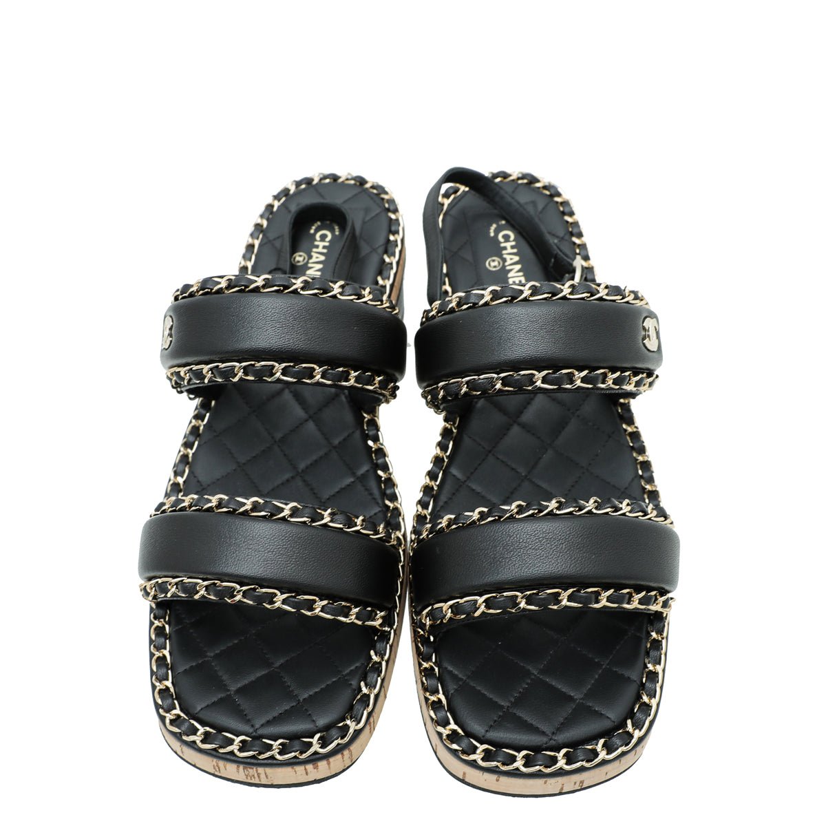 Chanel Black CC Chain Slides Sandal 42
