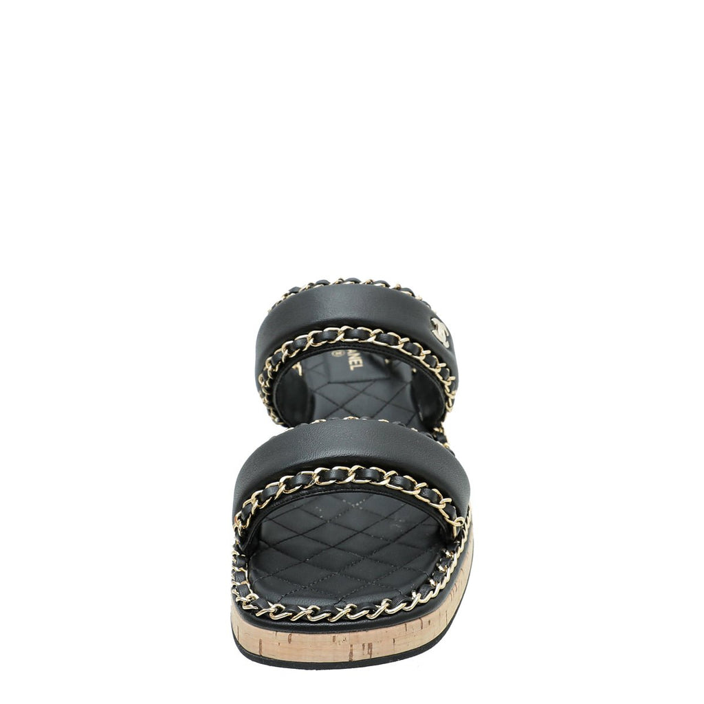 Chanel Black CC Chain Slides Sandal 42