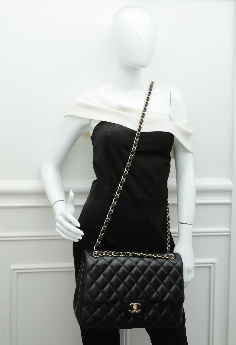 Chanel Black CC Classic Double Flap Jumbo Bag
