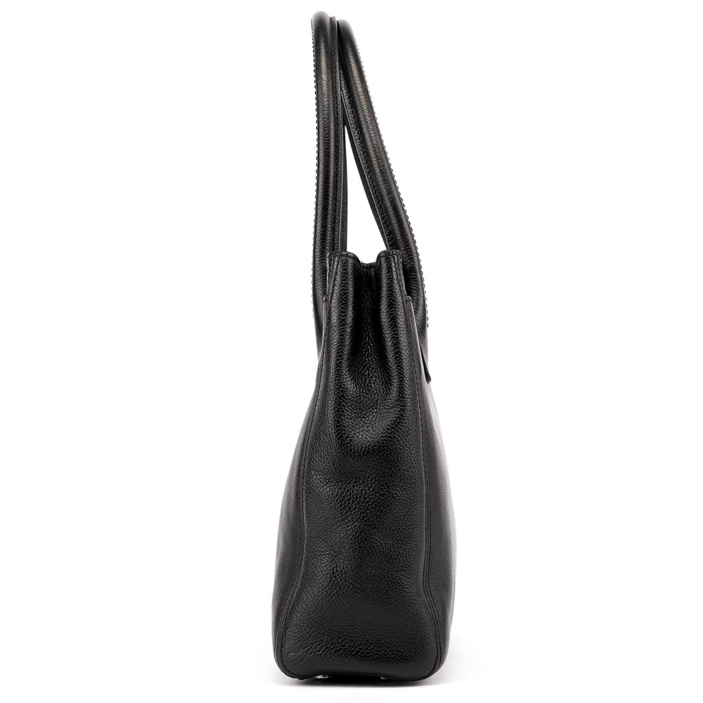 Black Leather 2.55 Turnlock Tote Bag