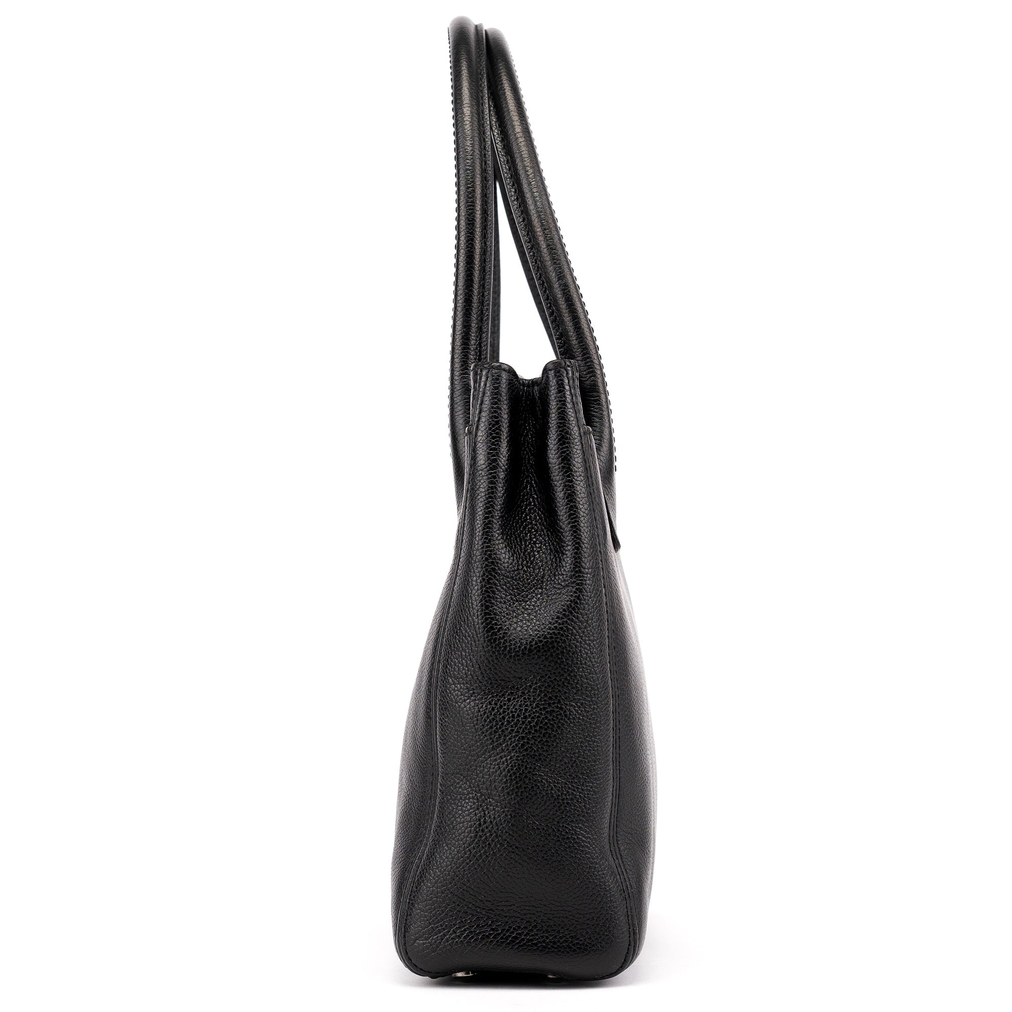 Black Leather 2.55 Turnlock Tote Bag
