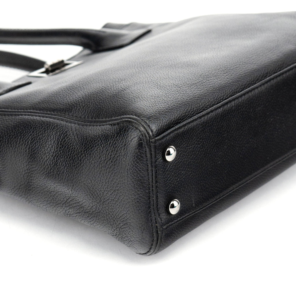 Black Leather 2.55 Turnlock Tote Bag