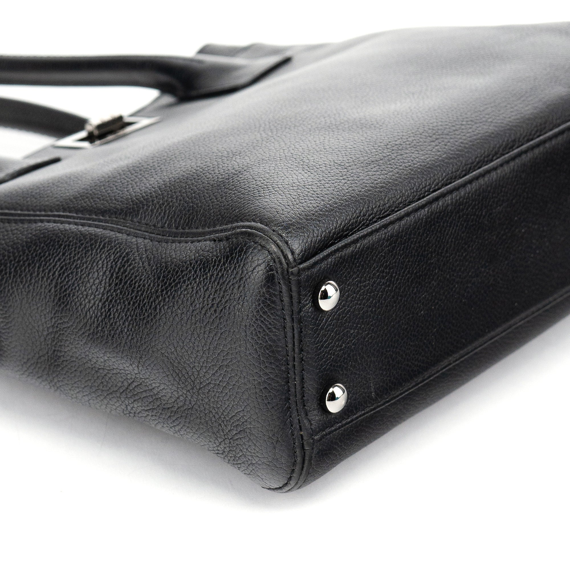 Black Leather 2.55 Turnlock Tote Bag