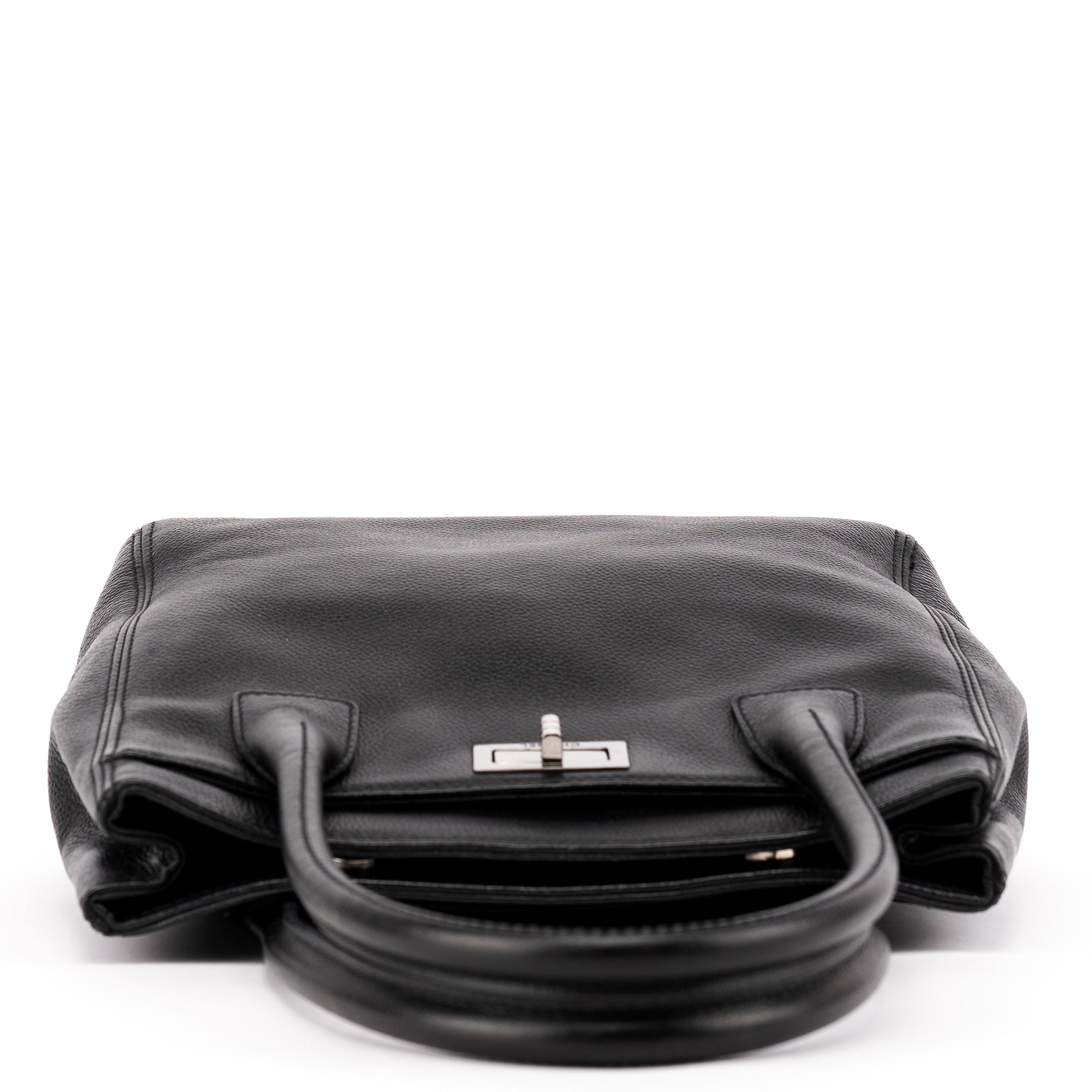 Black Leather 2.55 Turnlock Tote Bag