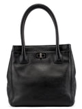 Black Leather 2.55 Turnlock Tote Bag