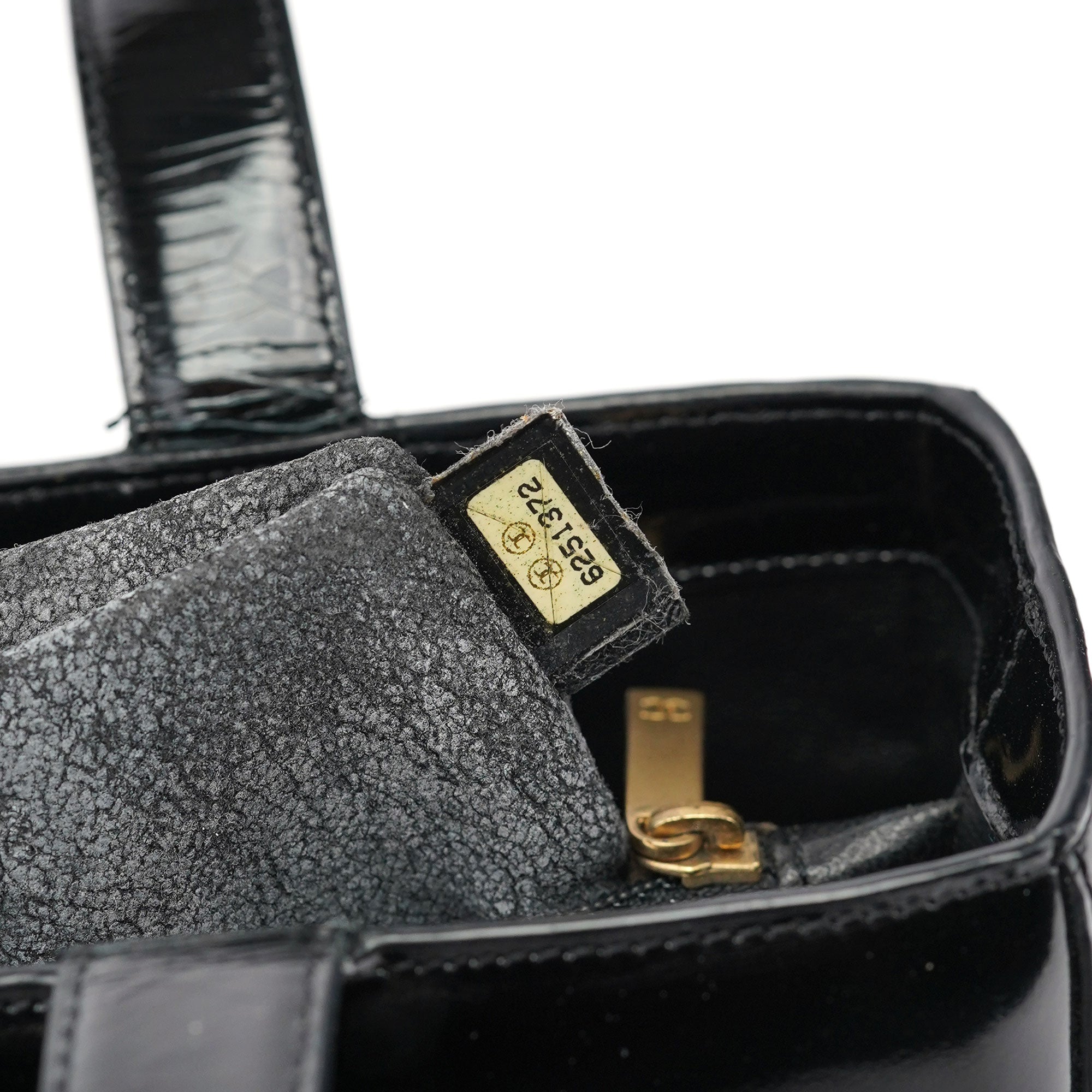Black Patent Leather Logo Tote Bag