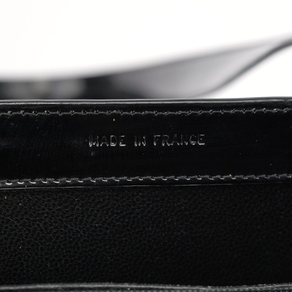 Black Patent Leather Logo Tote Bag