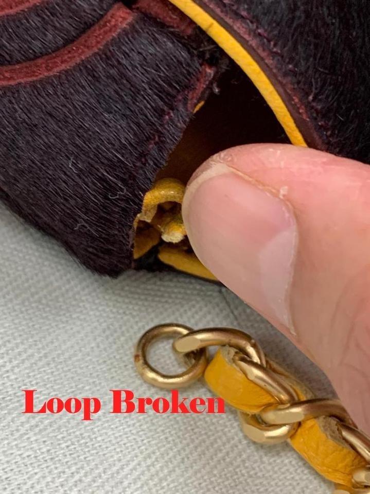 CHANEL Coco Pony Hair Leather Shoulder Bag Burgundy