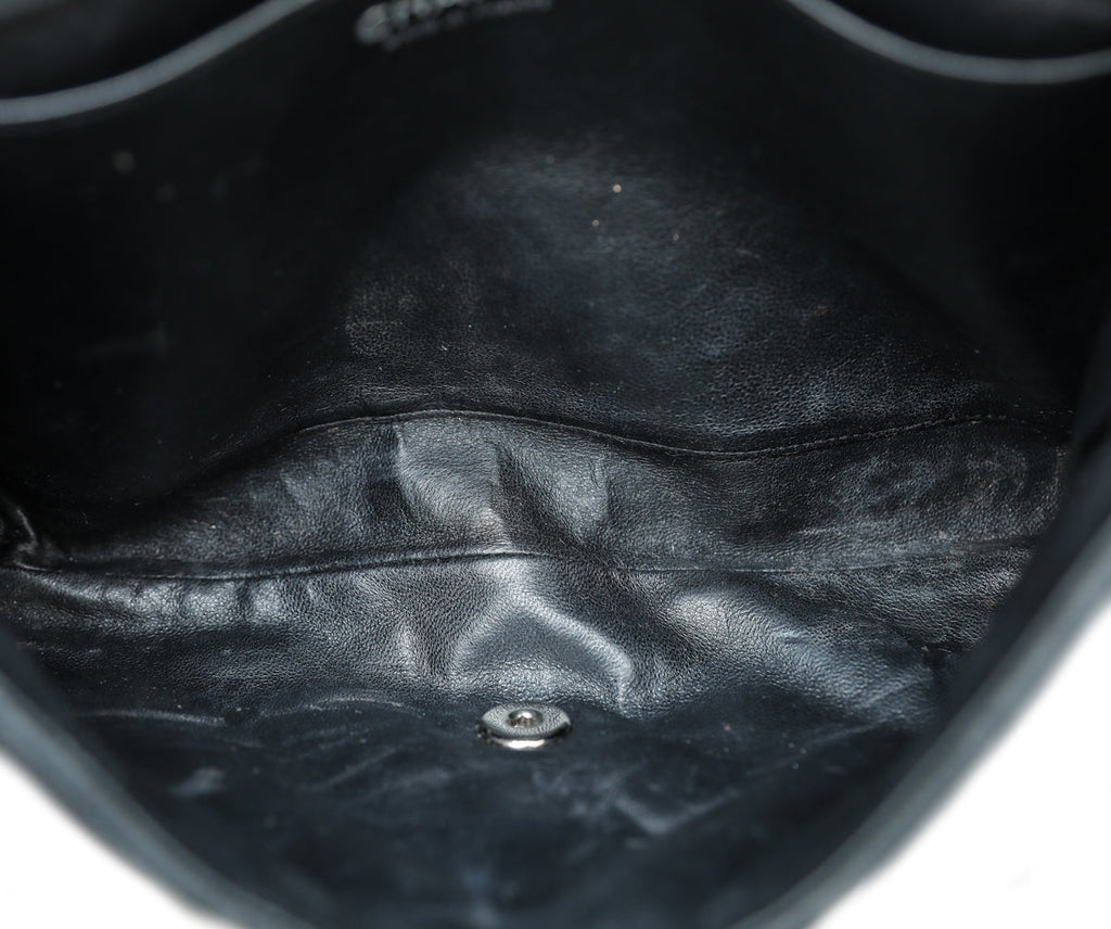 Chanel Black CC Nubuck Clutch On Chain