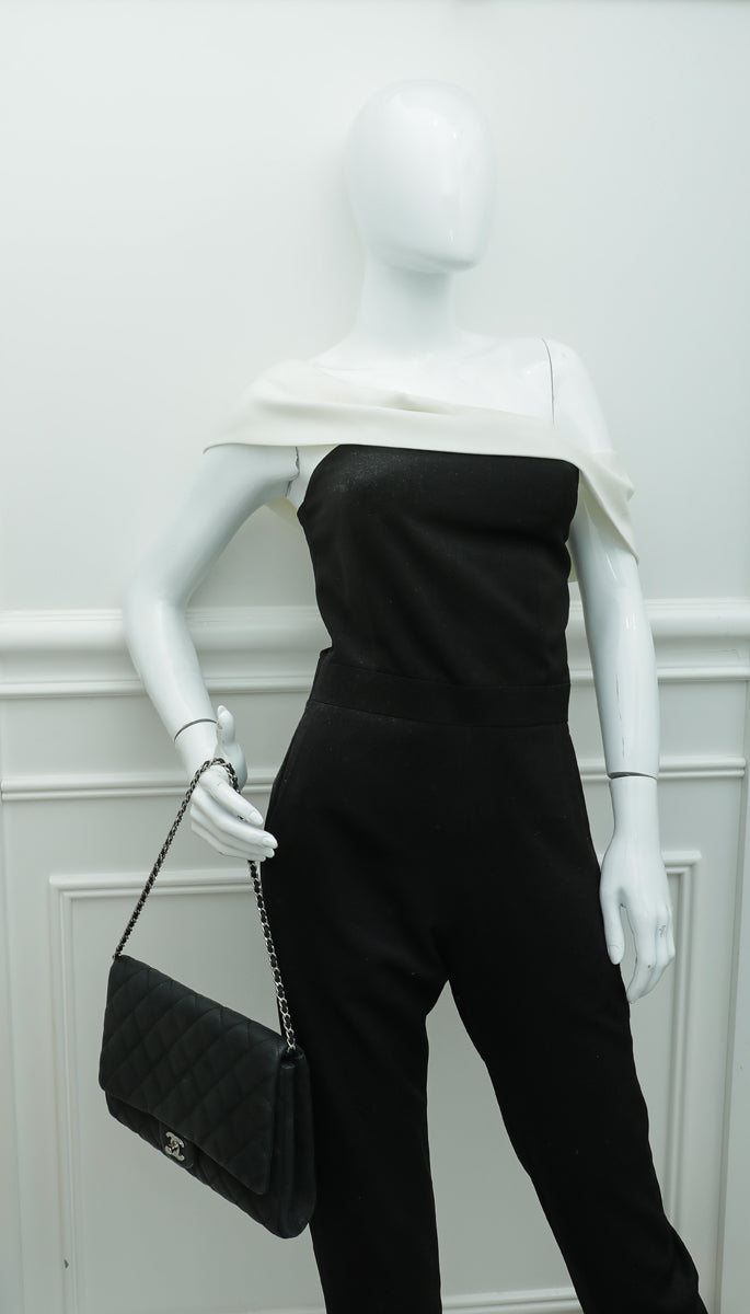 Chanel Black CC Nubuck Clutch On Chain