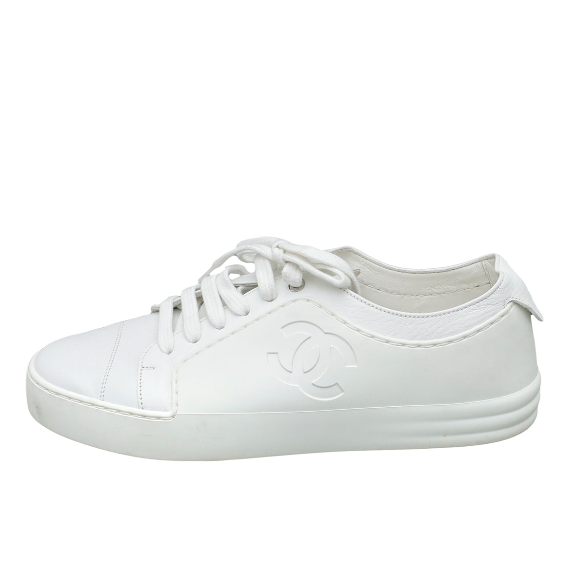 Chanel White CC Low Top Sneaker 36
