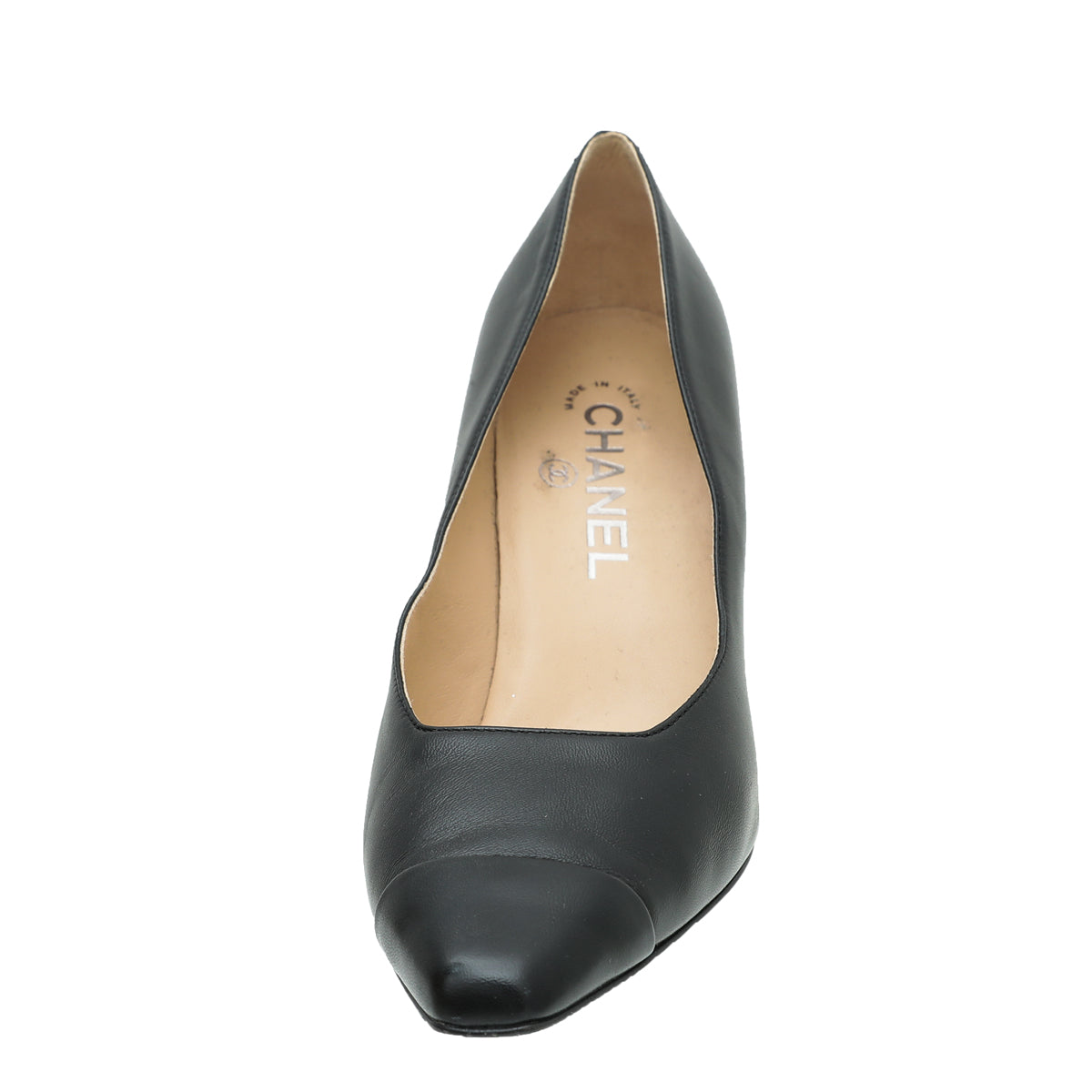 Chanel Black CC Cap Toe Pump 37.5