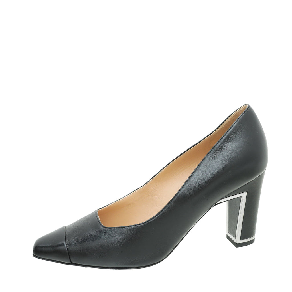 Chanel Black CC Cap Toe Pump 37.5
