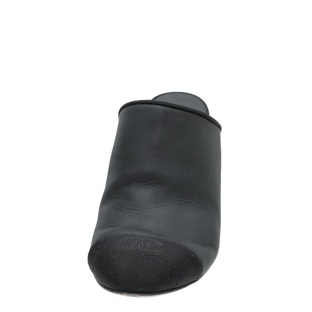 Chanel Black CC Cap Toe Mules 39