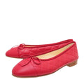 Chanel Red CC Cap Toe Ballerina Flats 37