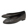 Chanel Metallic Grey CC Cap Toe Ballerina 39.5