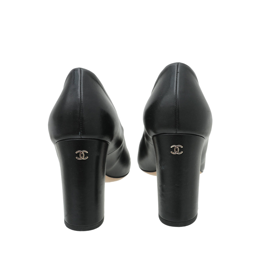 Chanel Black CC Chain Peep Toe Pump 39