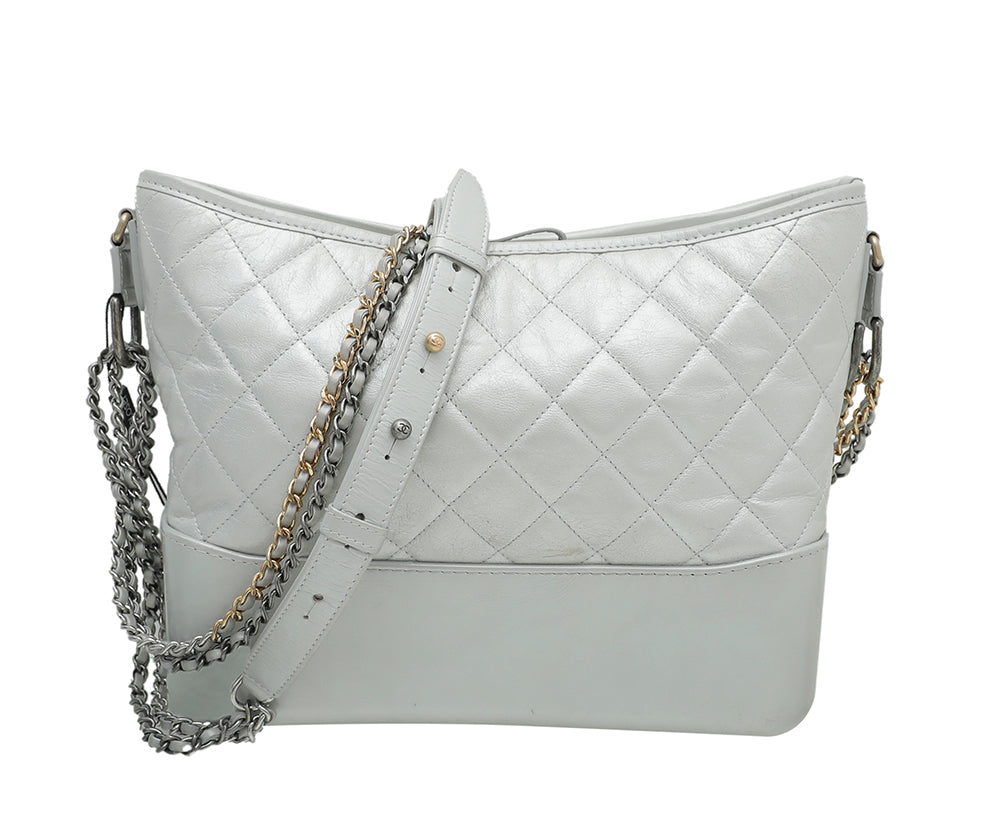 Chanel Light Grey CC Gabrielle Hobo Bag