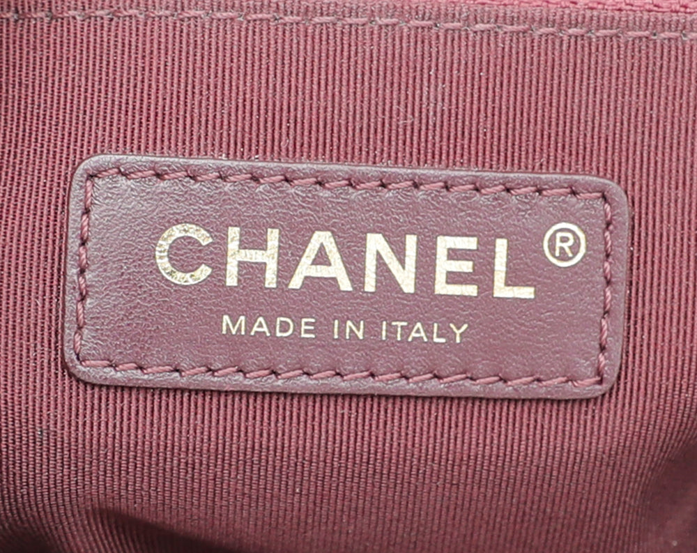 Chanel Burgundy CC Glazed Gold Bar Top Handle Flap Bag