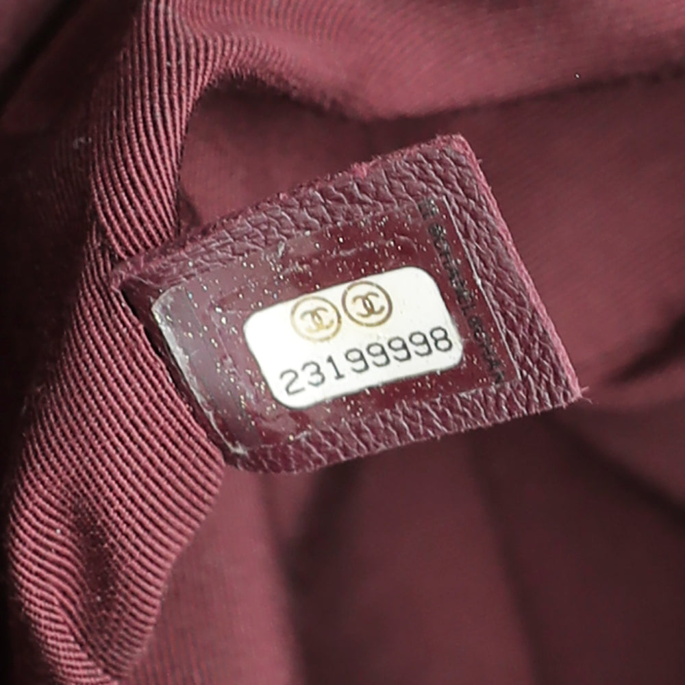 Chanel Burgundy CC Glazed Gold Bar Top Handle Flap Bag