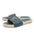 Chanel Teal CC Gripoix Espadrille Slides 40