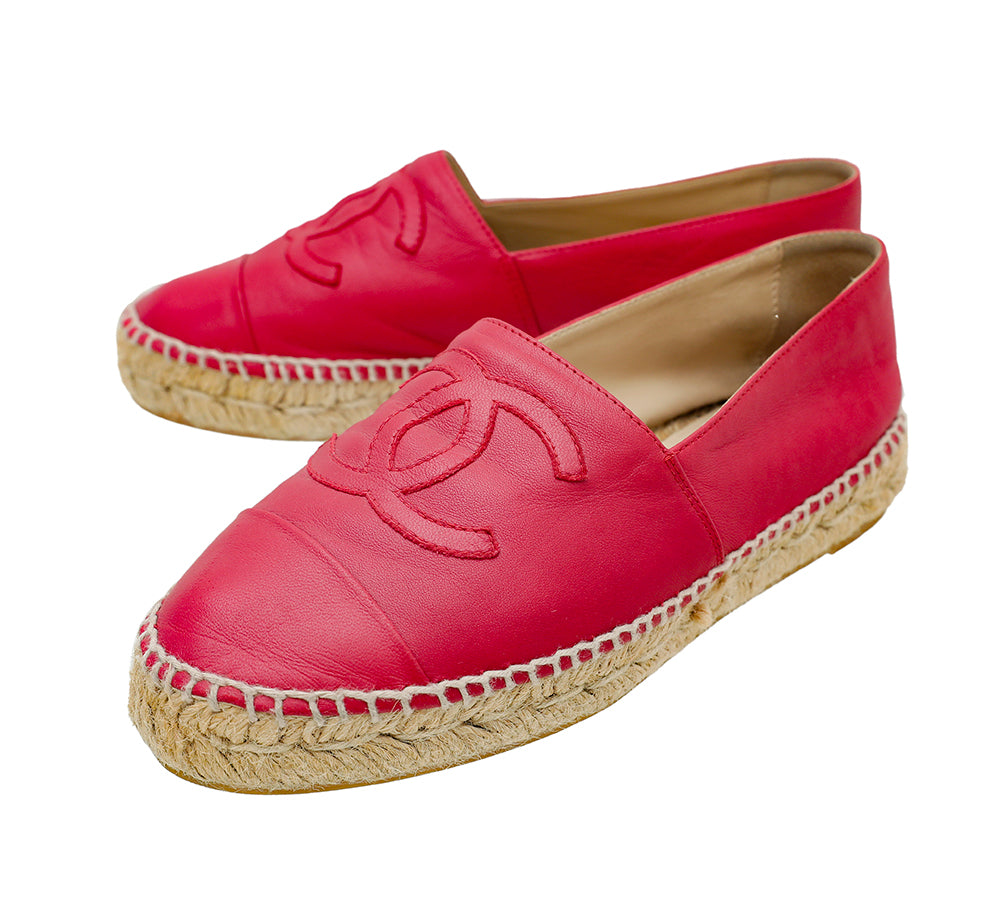 Chanel Red CC Cap Toe Espadrille 35