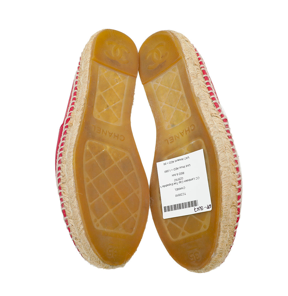 Chanel Red CC Cap Toe Espadrille 35