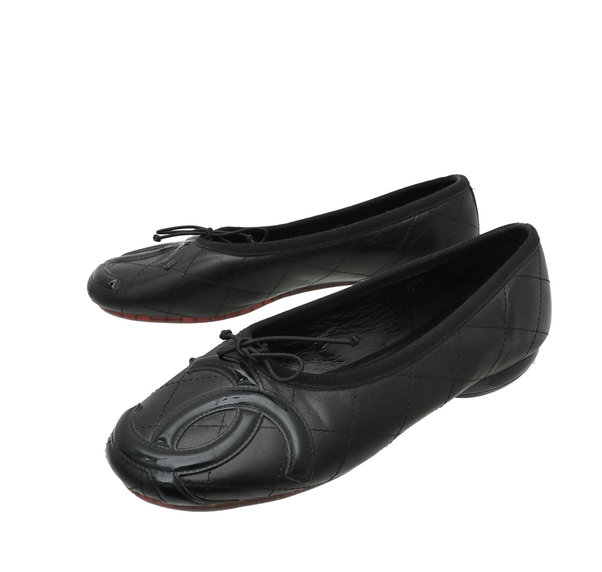 Chanel Black CC Ligne Cambon Ballerina Flats 34