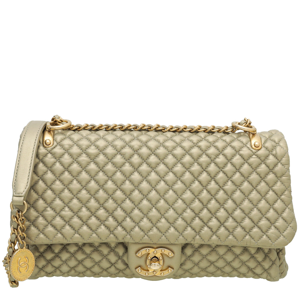 Chanel Metallic Gold CC Medallion Charm Micro Flap Bag