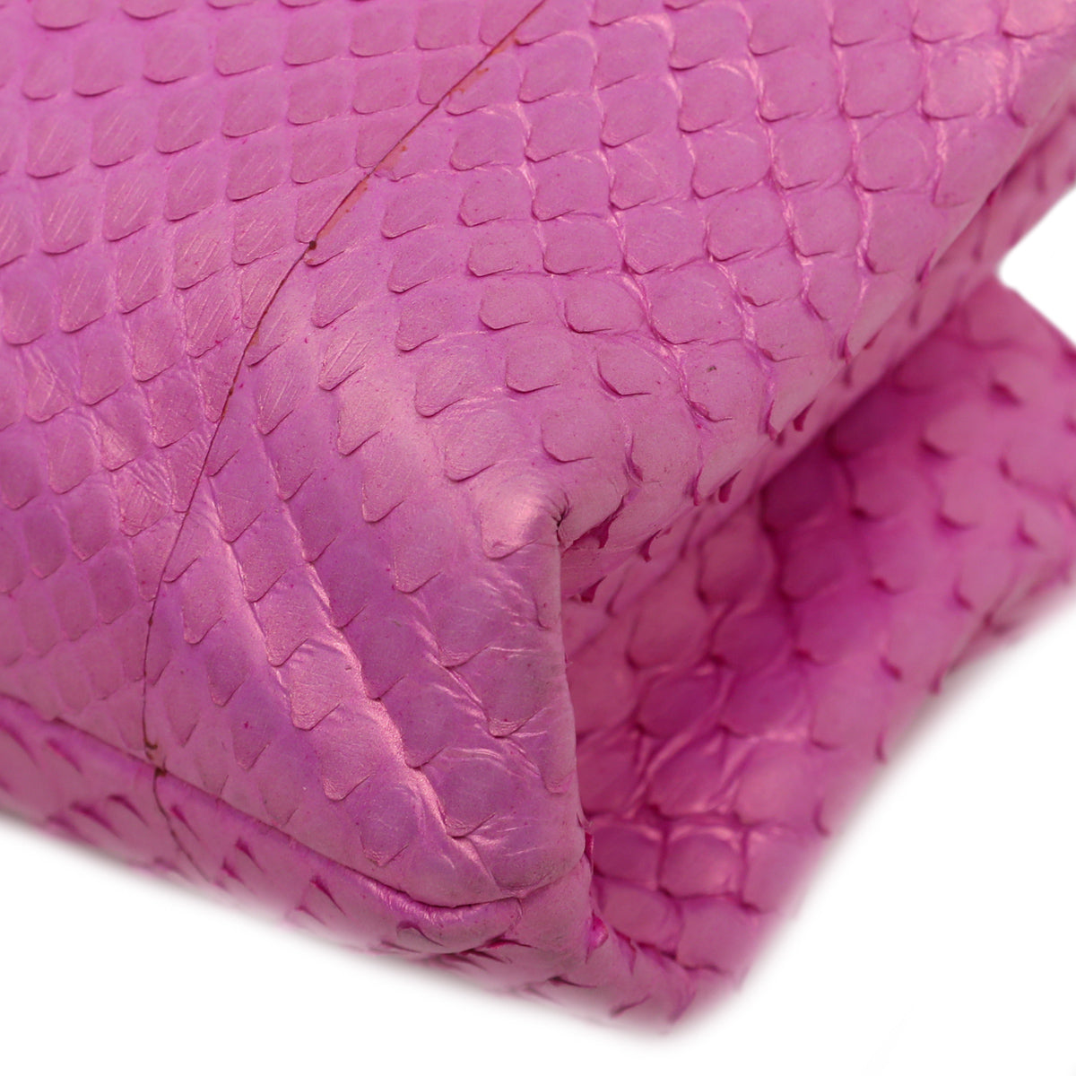 Chanel Pink CC Metallic Python Clutch