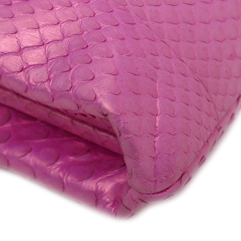 Chanel Pink CC Metallic Python Clutch