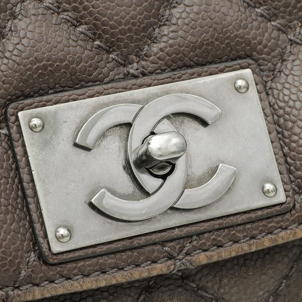 Chanel Brown CC Plate Hobo Flap Bag