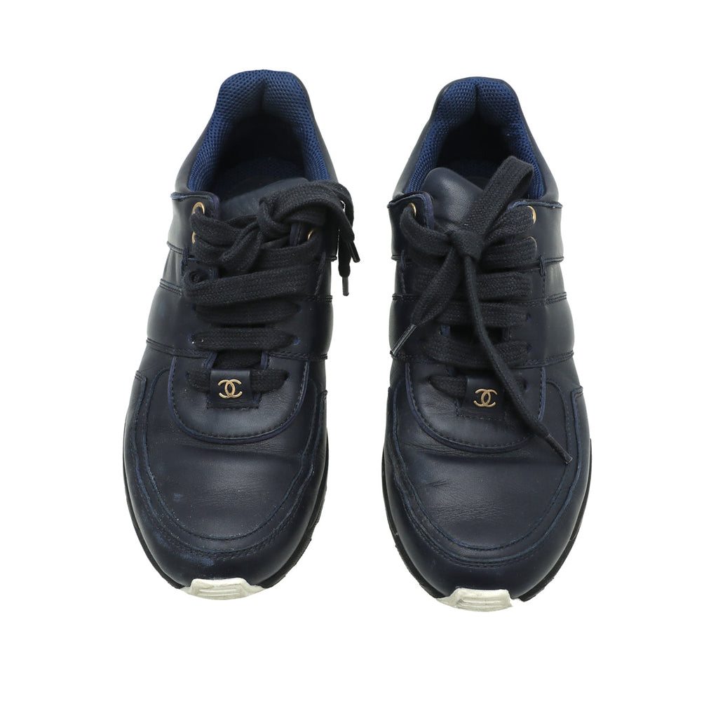 Chanel Blue CC Trainer Sneaker 37