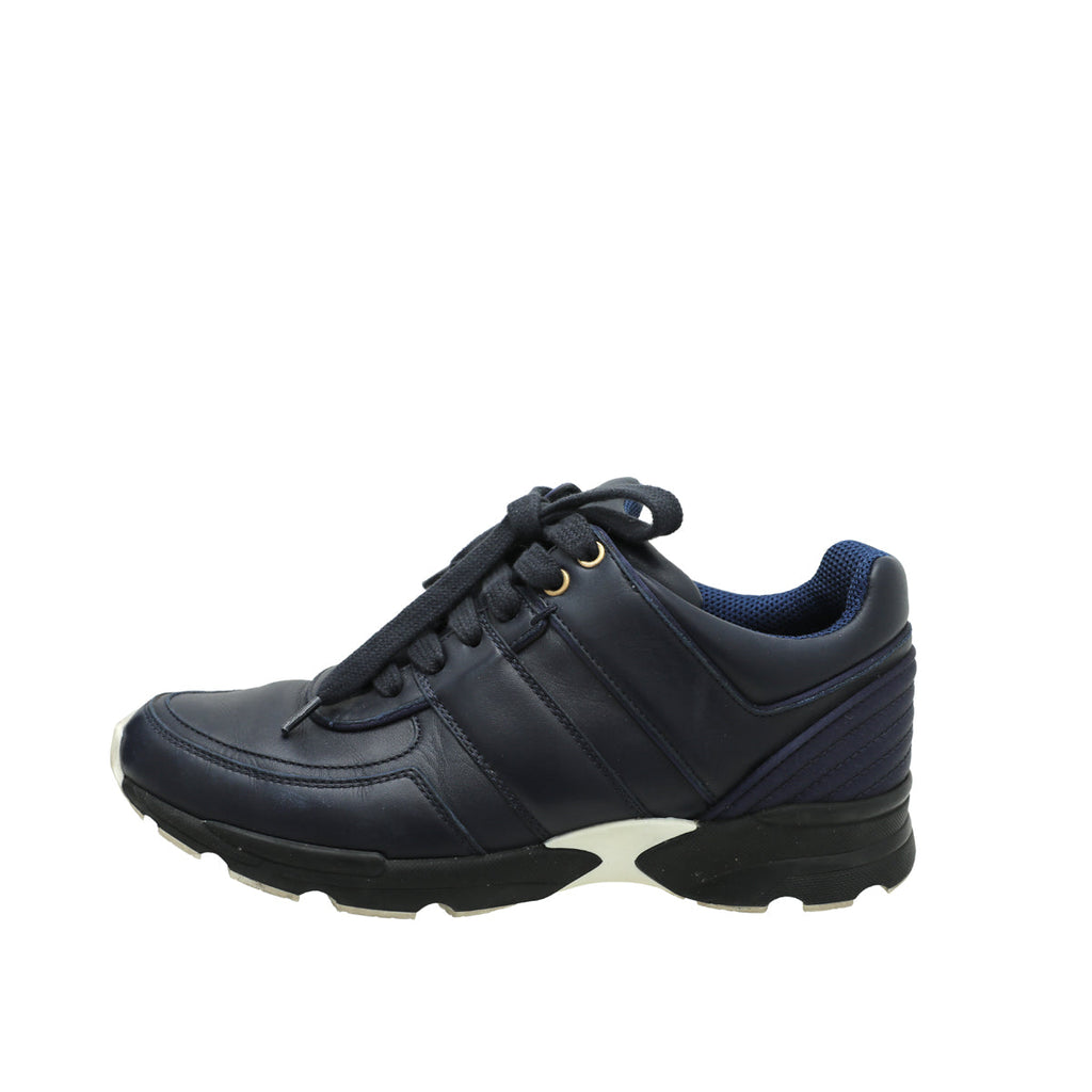 Chanel Blue CC Trainer Sneaker 37