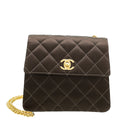 Chanel Chocolate Satin CC Quilted Flap Bag