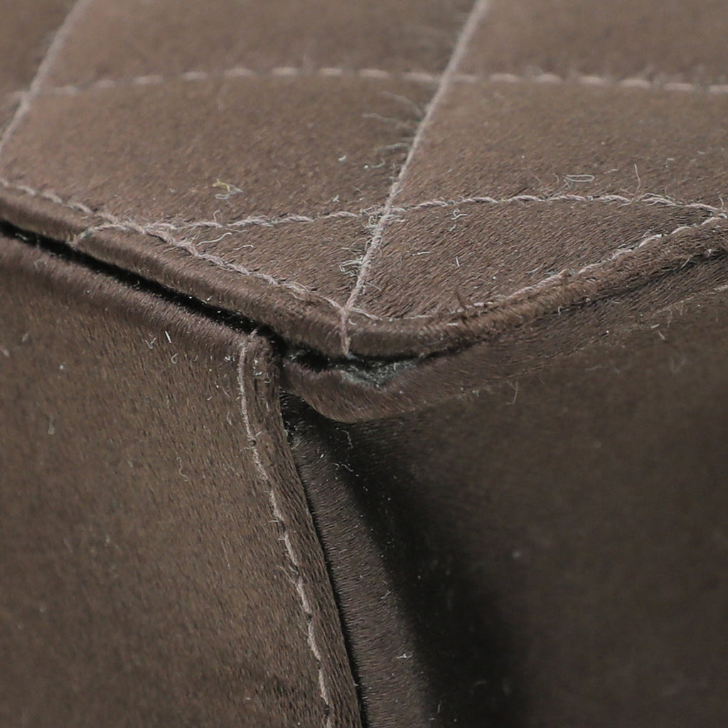 Chanel Chocolate Satin CC Quilted Flap Bag