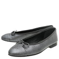 Chanel Metallic Grey Crackled Ballet Flats 37